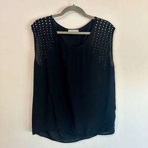Velvet by Graham & Spencer Studded Black Sleeveless Top Size S